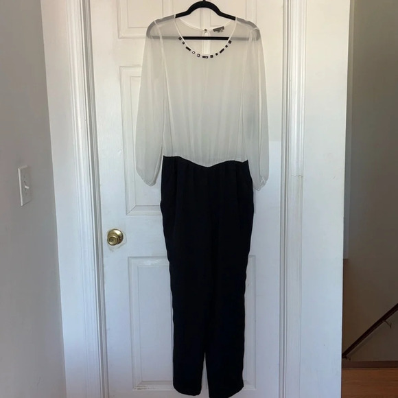 Vince Camuto Holiday Glam Rhinestone Jumpsuit - Picture 1 of 7